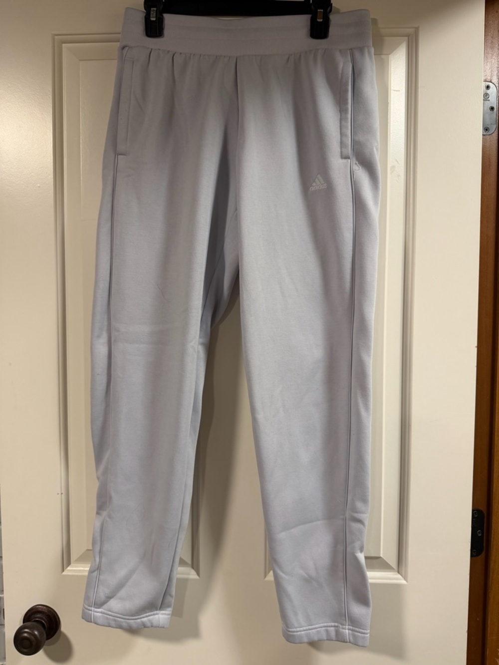Adidas Light Gray Joggers Medium Athletic Pants Pocket Logo Sweatpants